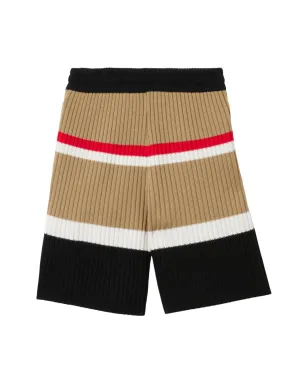Burberry Kids ストライプウールドローストリングショーツ ブラック - サムネイル2