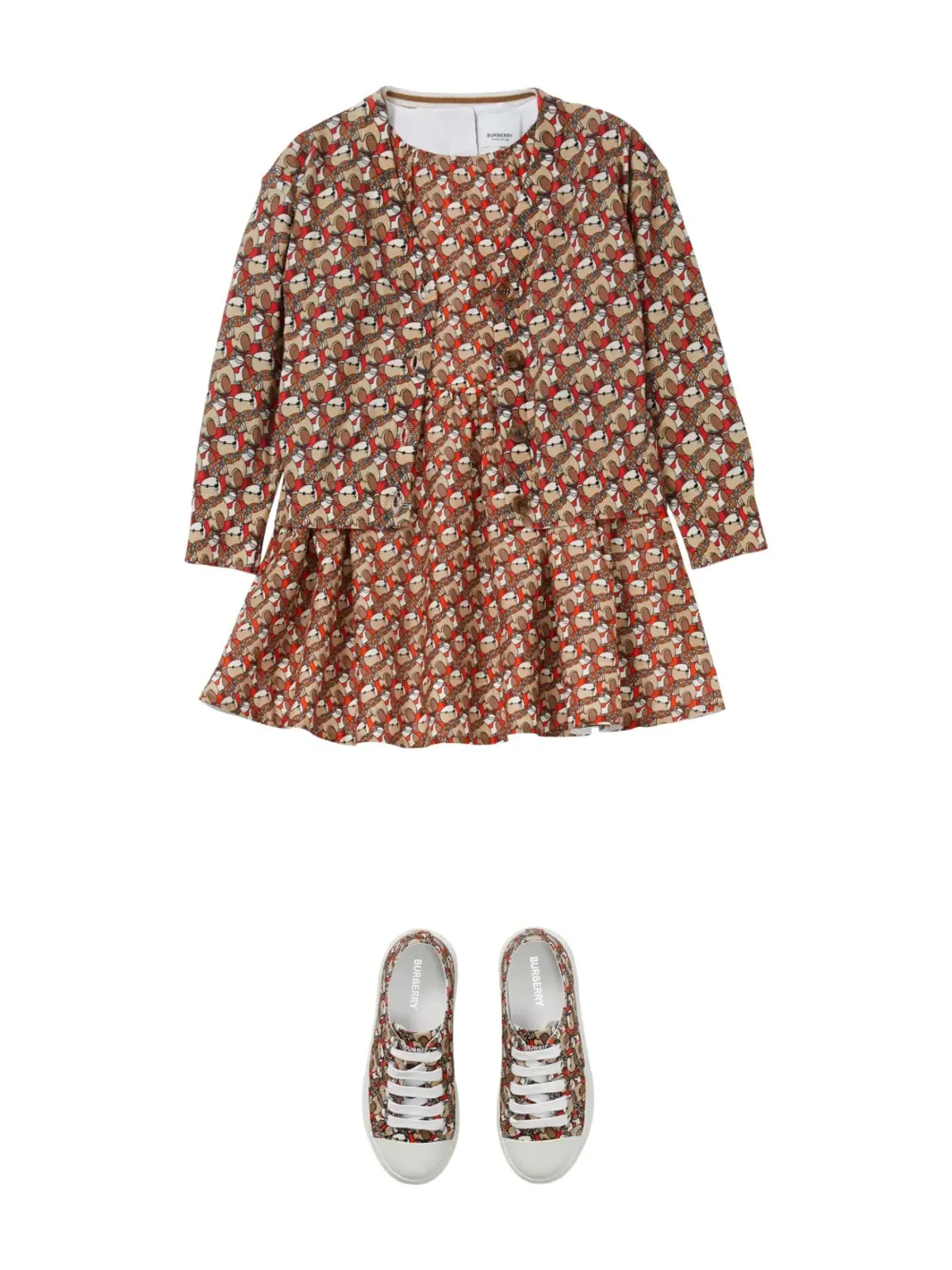 Burberry Kids トーマスベアプリント コットン カーディガン ブラウン - 画像3