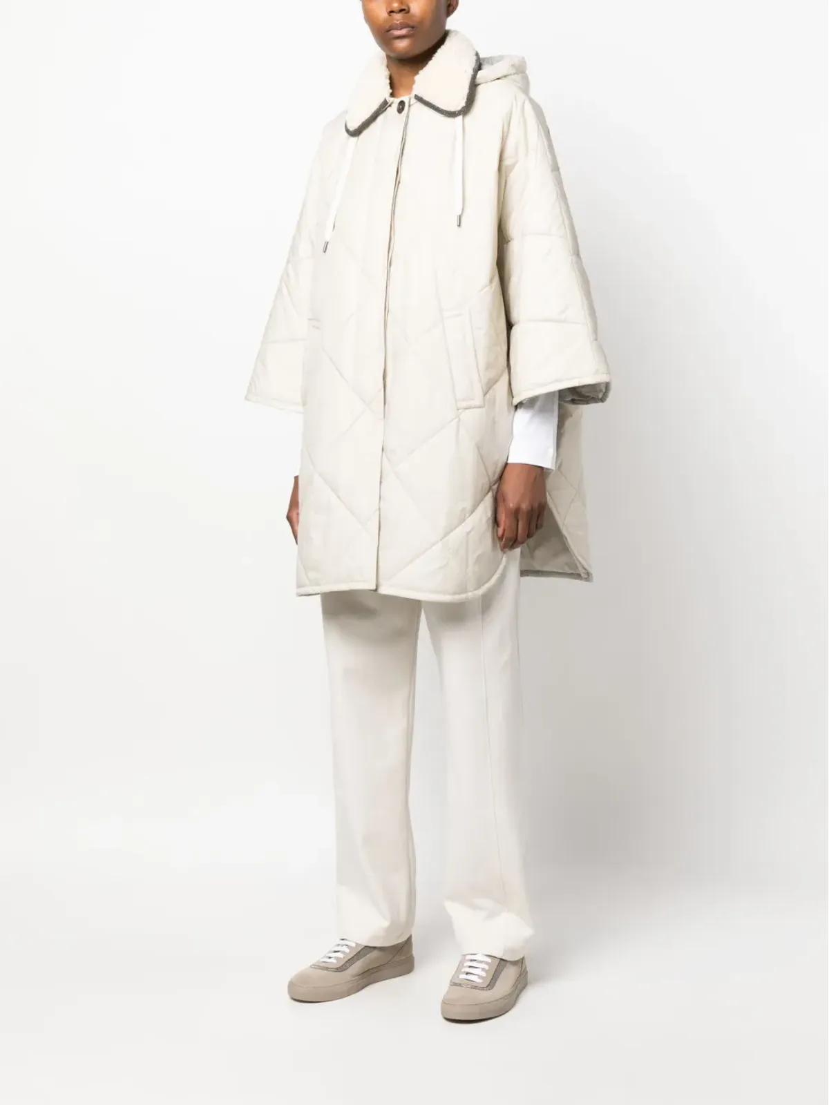 Brunello Cucinelli ワイドスリーブ キルティングコート - 画像2