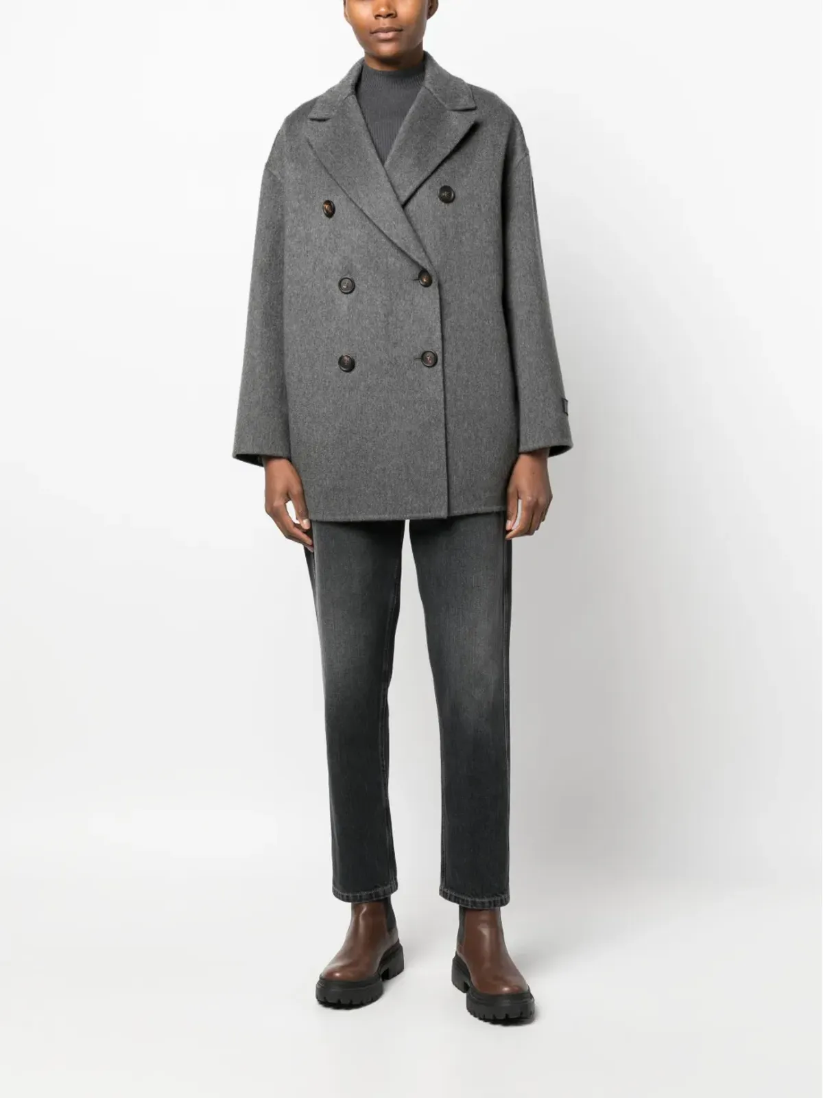 Brunello Cucinelli カシミヤ ダブルブレストコート - 画像2