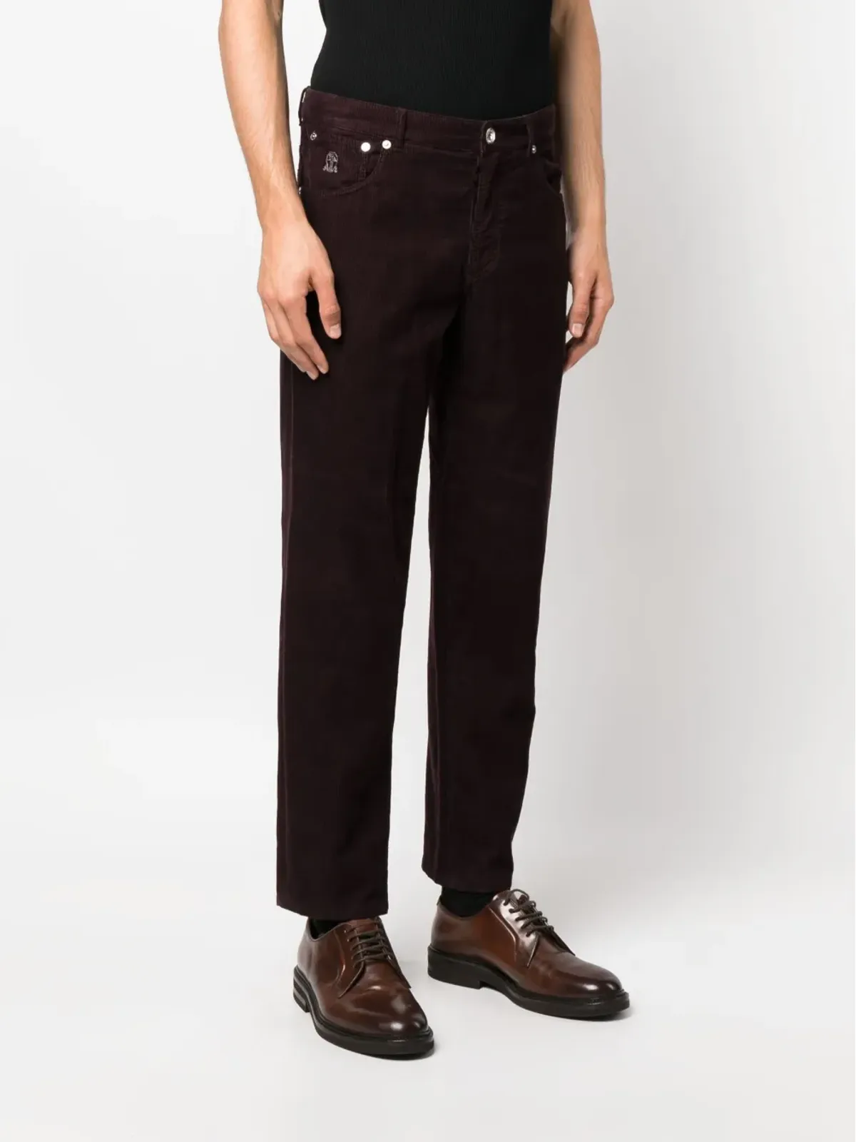 Brunello Cucinelli ロゴ刺繍 コーデュロイパンツ - 画像3