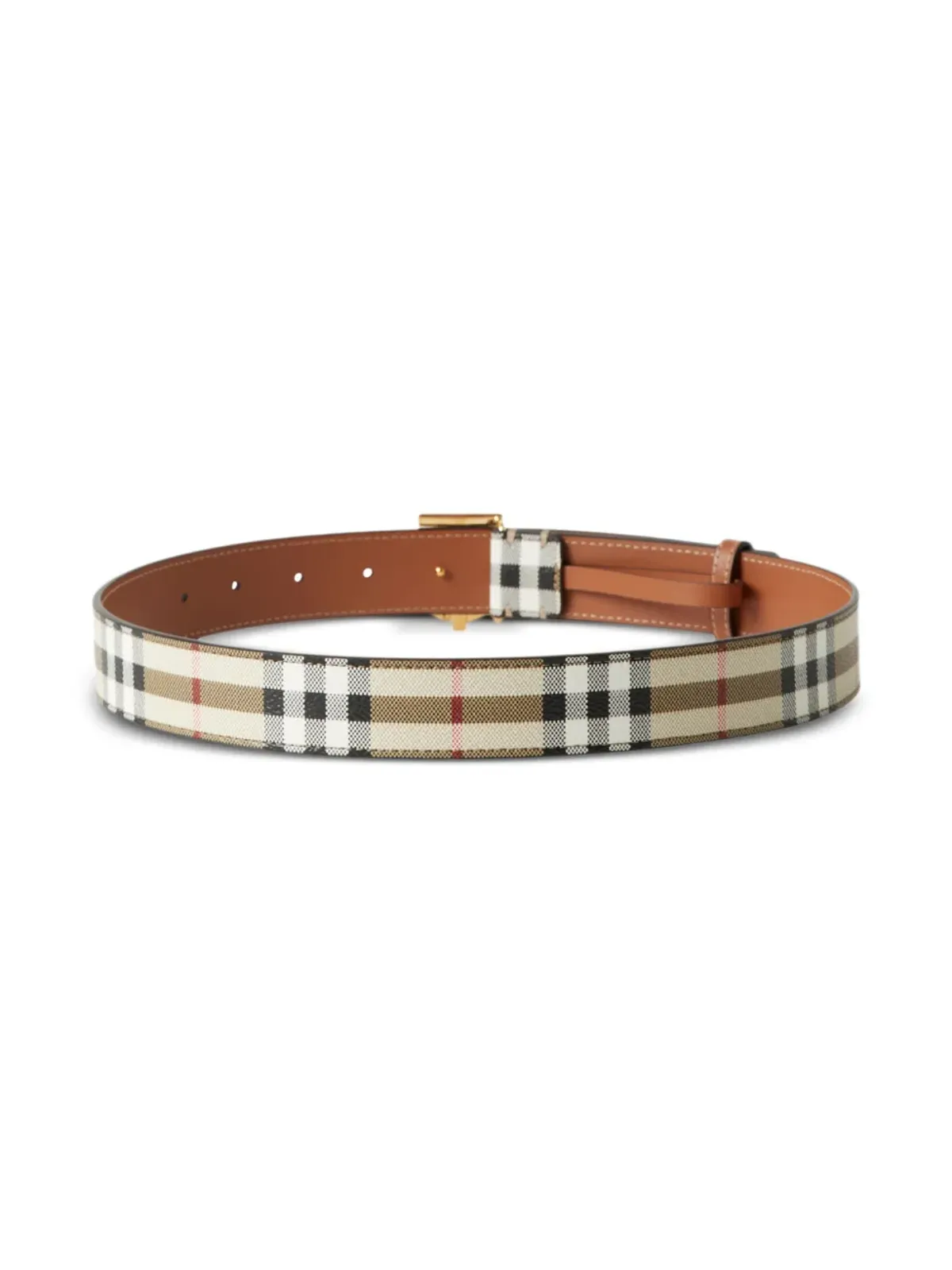 Burberry チェックとレザー TBベルト - ブラウン - 画像2