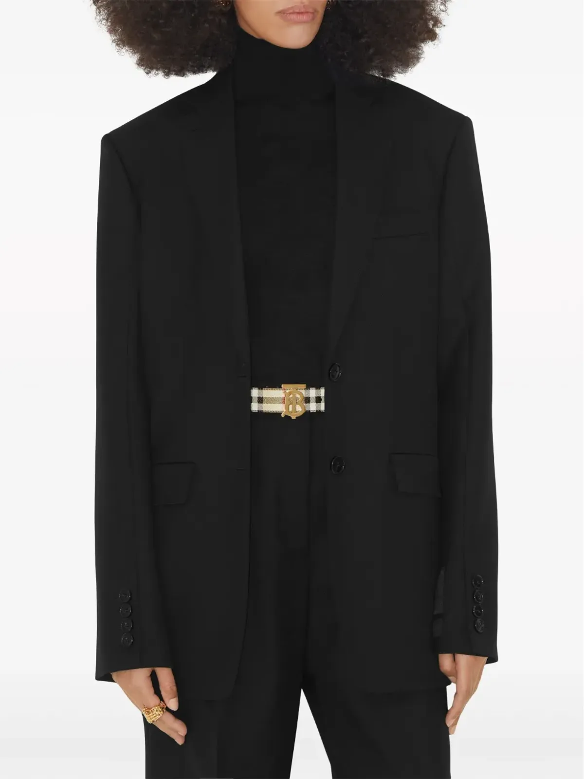 Burberry チェックとレザー TBベルト - ブラウン - 画像3