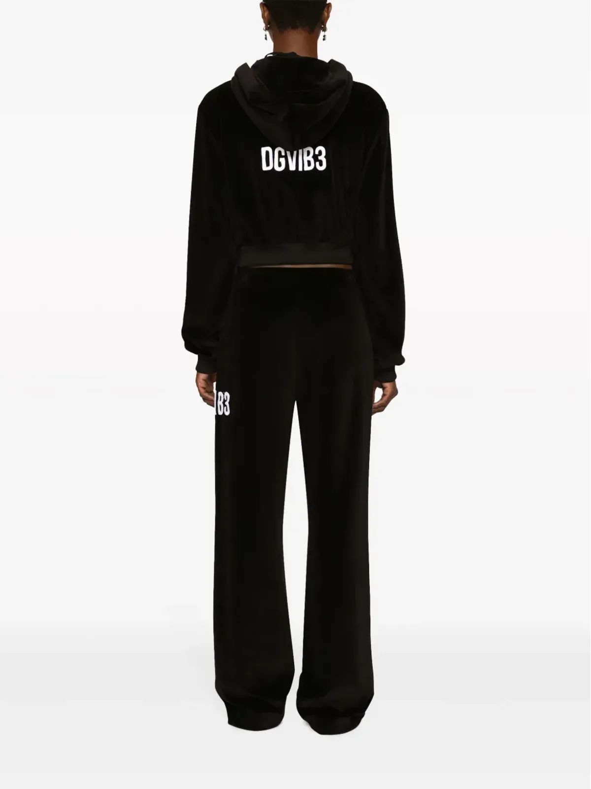 Dolce & Gabbana ロゴプリント ベルベット トラックパンツ - ブラック - 画像5