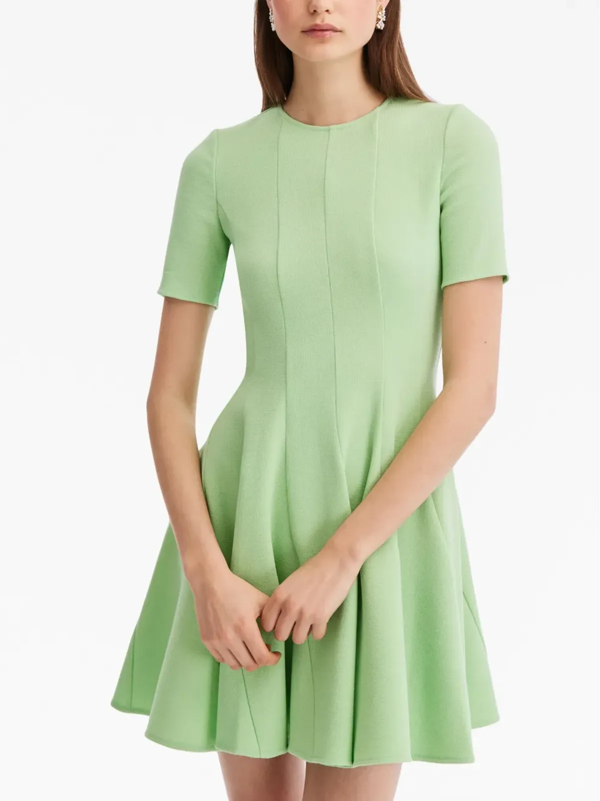 Oscar de la Renta プリーツ入り半袖ミニドレス - 画像4
