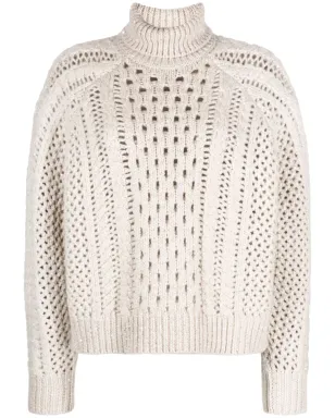 Brunello Cucinelli ハイネック クロシェ編みニットセーター - サムネイル1