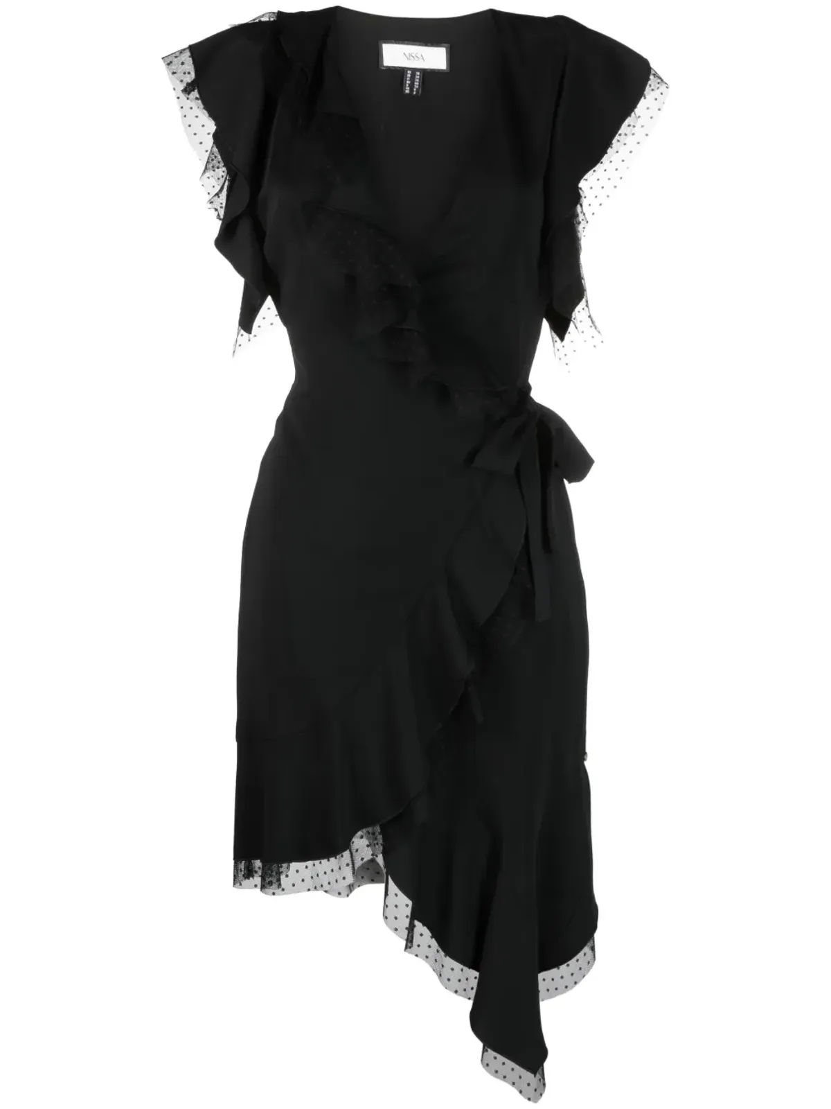 NISSA tulle-detailing draped mini dress - Black - 画像1