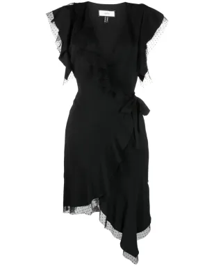 NISSA tulle-detailing draped mini dress - Black - サムネイル1