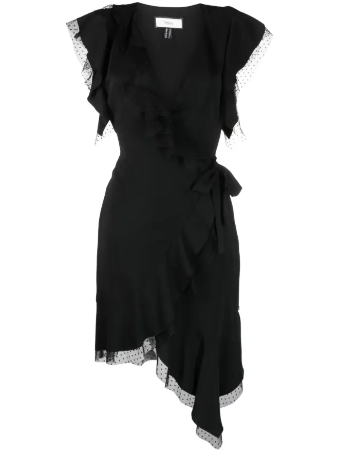 NISSA NISSA tulle-detailing draped mini dress - Blackの商品画像