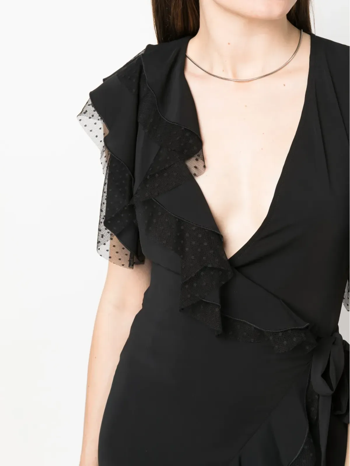 NISSA tulle-detailing draped mini dress - Black - 画像5