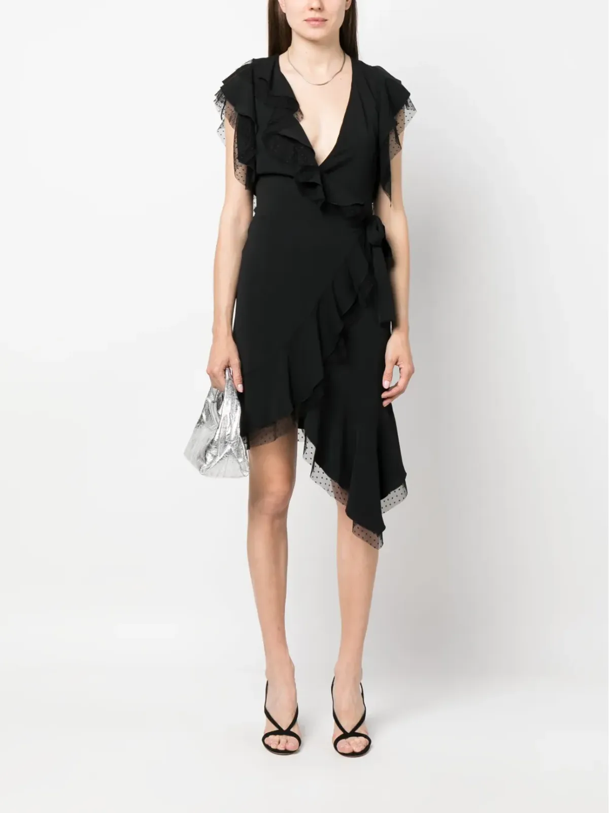 NISSA tulle-detailing draped mini dress - Black - 画像2