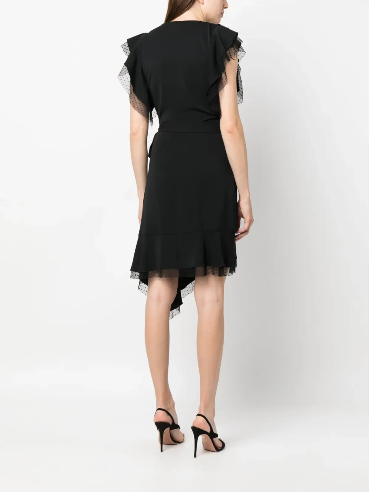 NISSA tulle-detailing draped mini dress - Black - 画像4