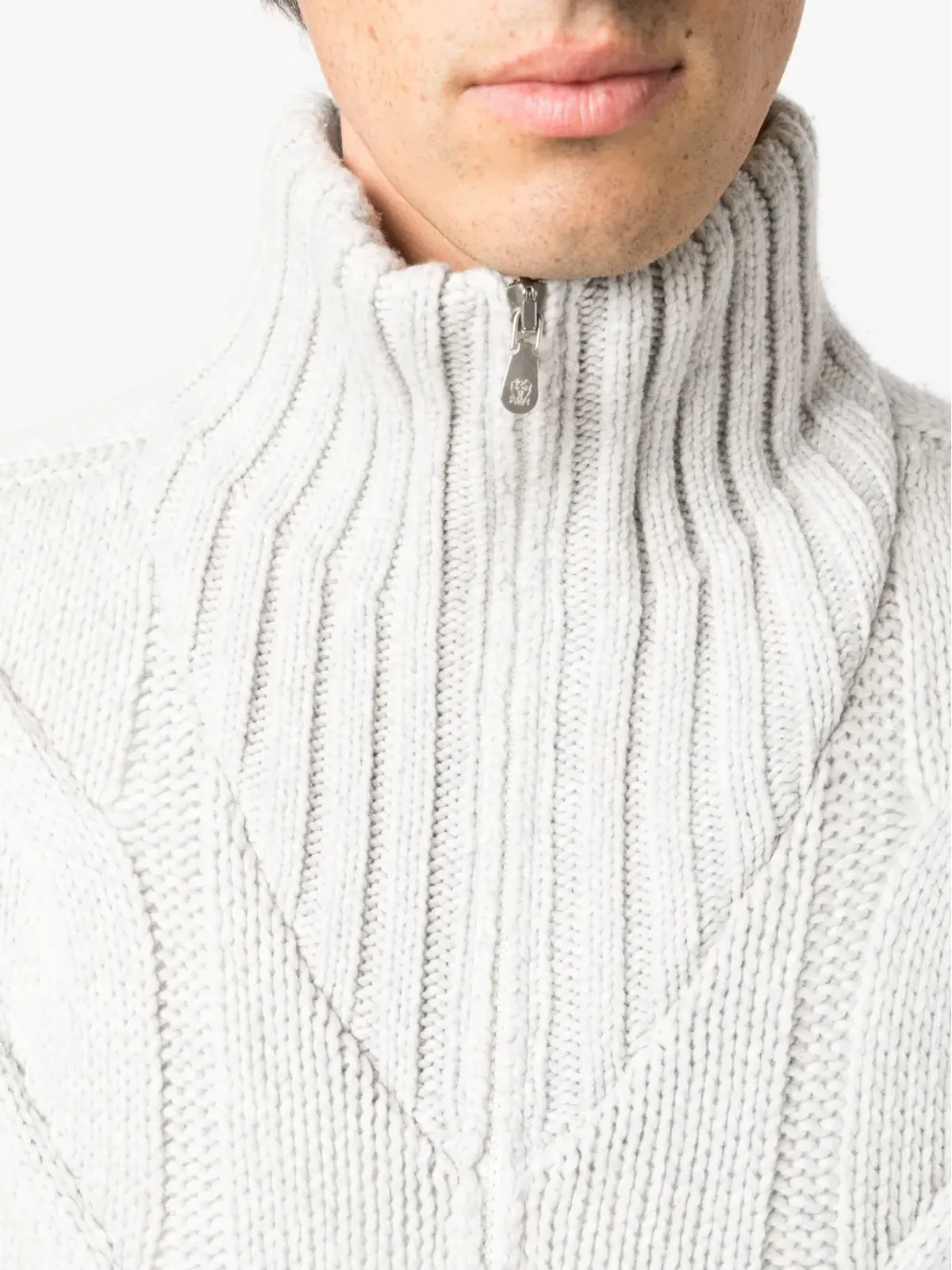 Brunello Cucinelli ケーブルニットパデッドジャケット - 画像5
