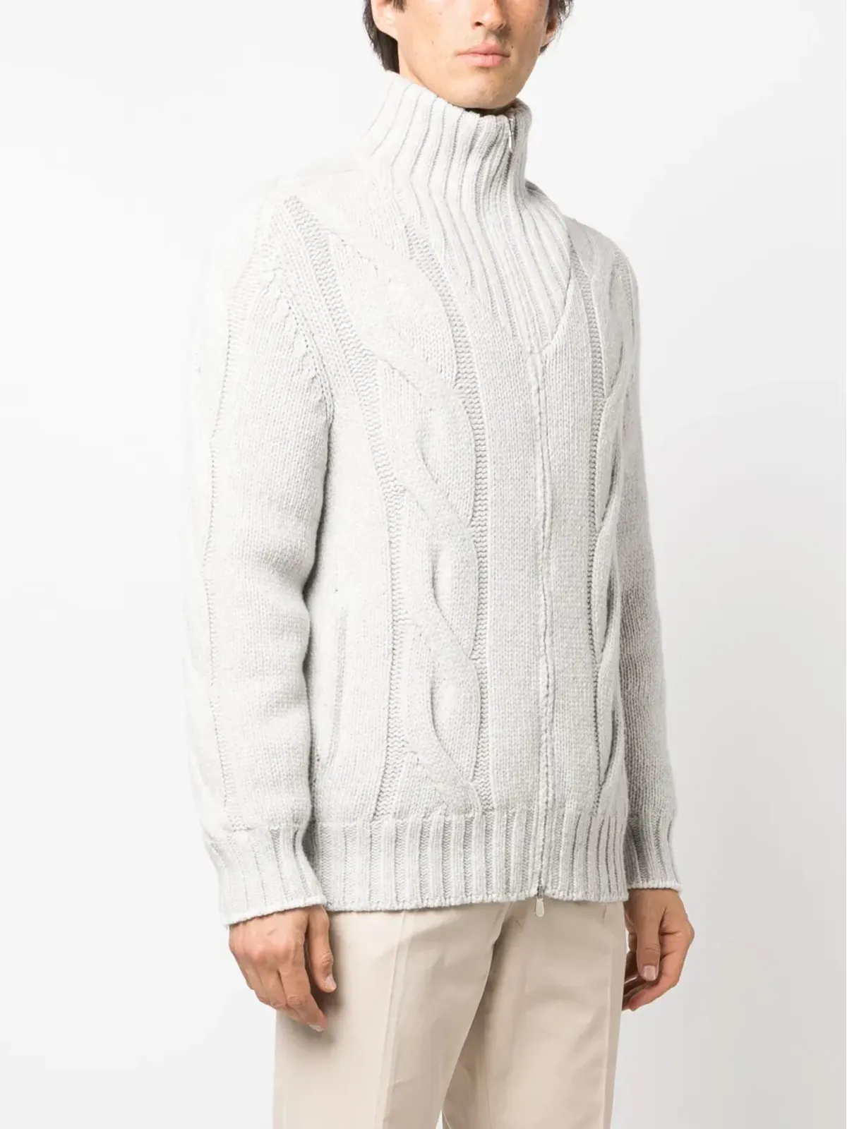 Brunello Cucinelli ケーブルニットパデッドジャケット - 画像3
