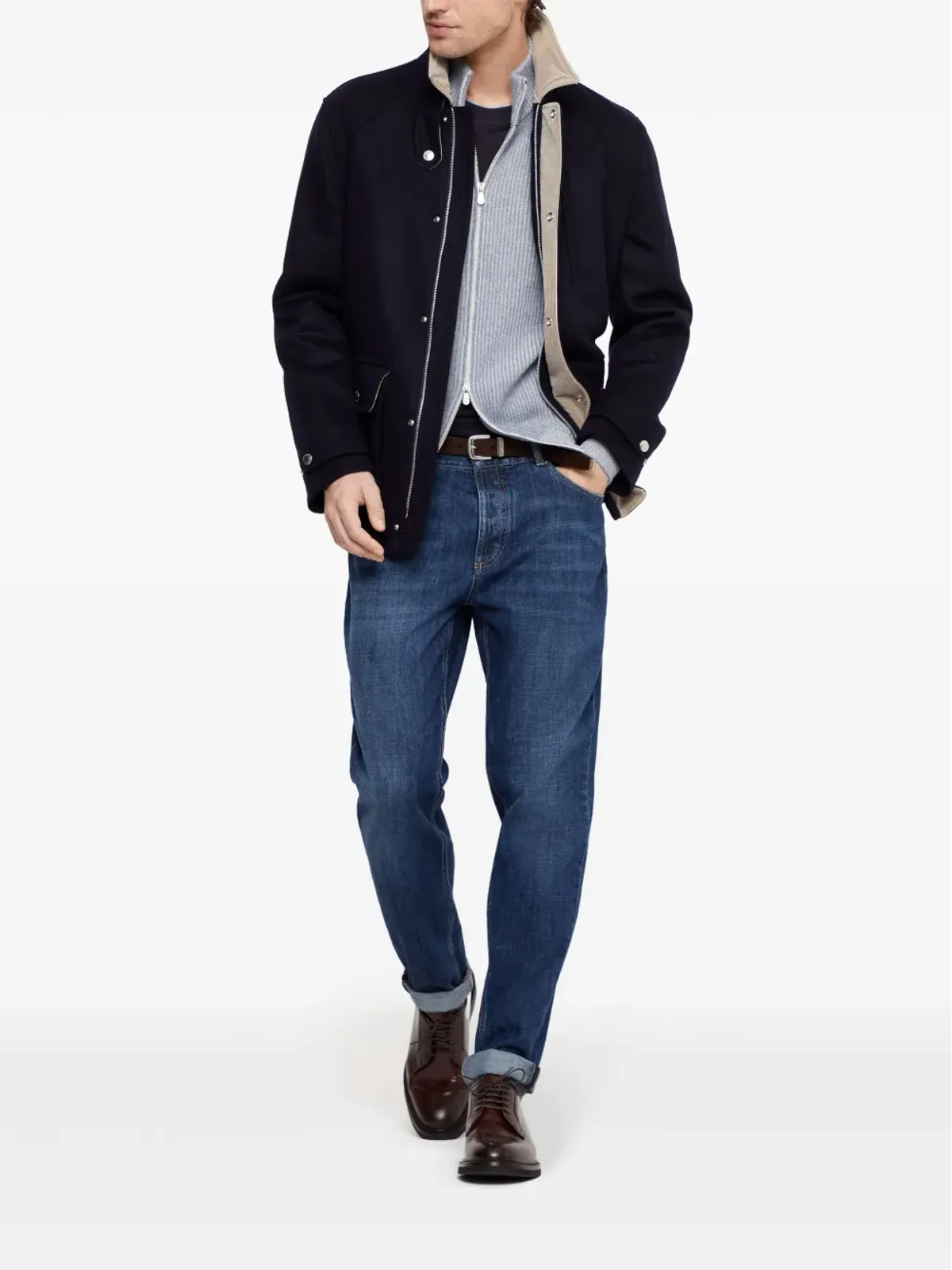 Brunello Cucinelli ミッドライズ テーパードジーンズ - ブルー - 画像2