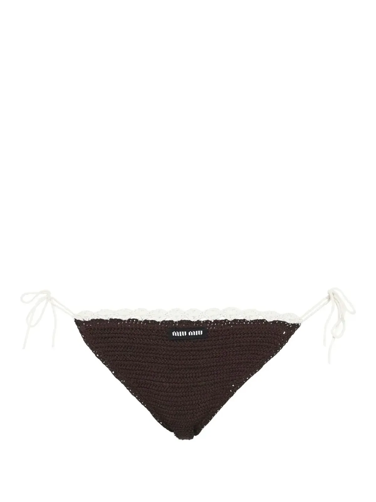 Miu Miu クロシェニット刺繍ロゴ付きビキニボトムス - 画像1