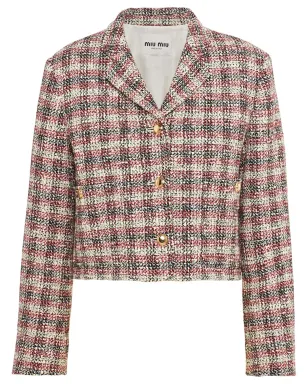 Miu Miu チェック柄シングルブレストジャケット - サムネイル1
