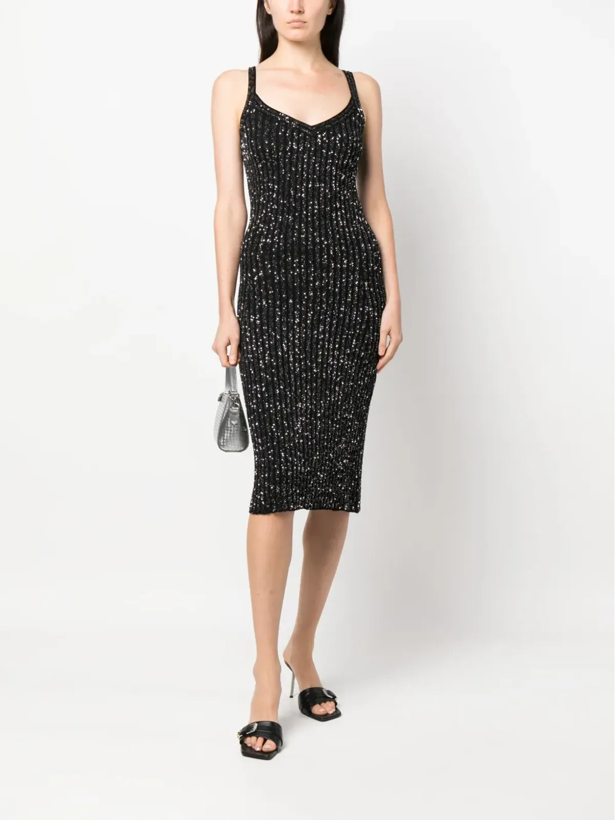 Missoni スパンコール付きリブ編みワンピース ブラック - 画像2