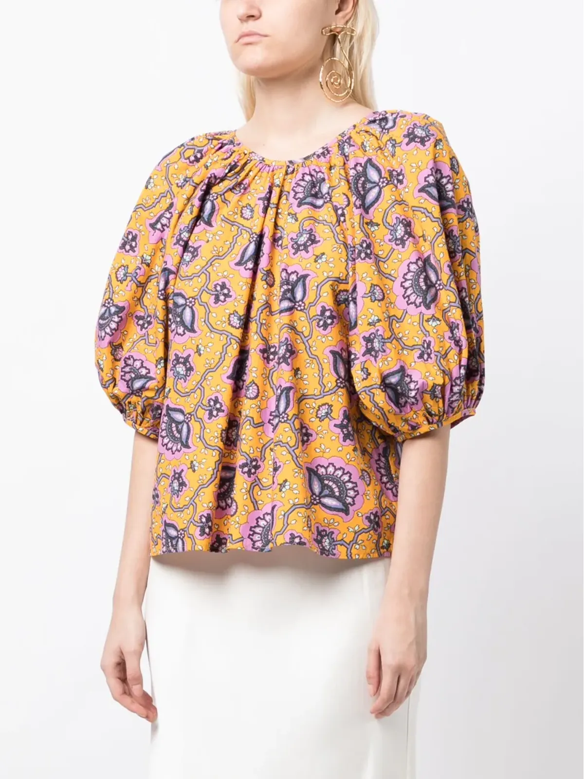 Rhode Rowan graphic-print blouse - Orange - 画像3