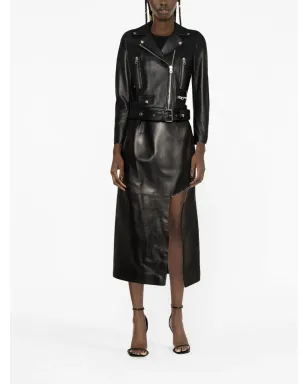 Alexander McQueen サイドスリットレザーミディスカート - サムネイル2