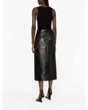 Alexander McQueen サイドスリットレザーミディスカート - サムネイル3