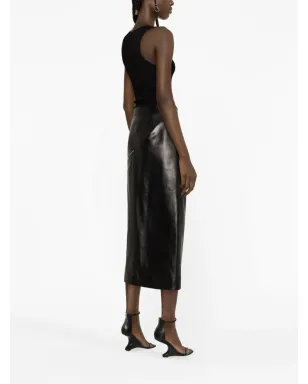 Alexander McQueen サイドスリットレザーミディスカート - サムネイル4
