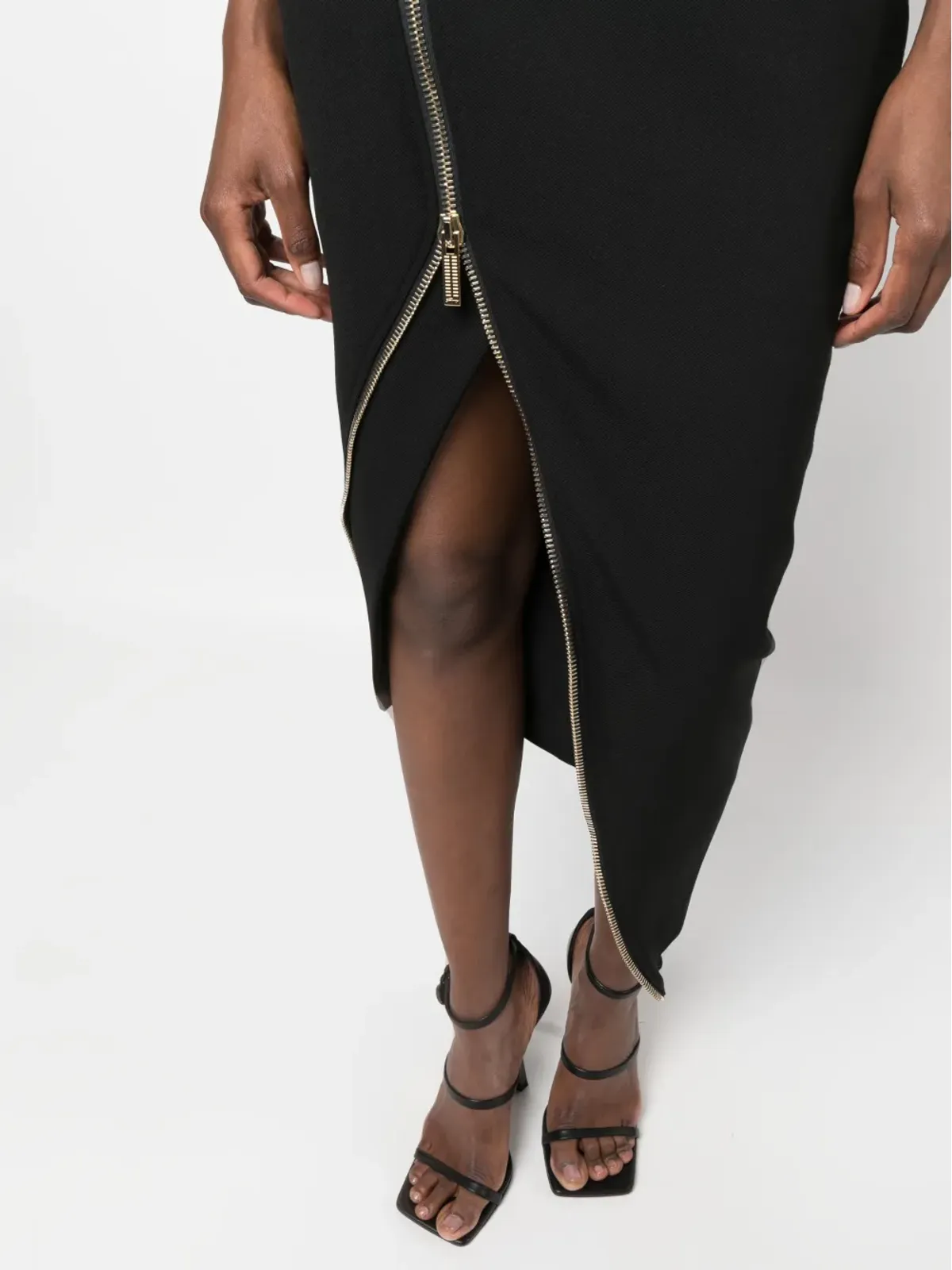 Genny ジップアップ アシンメトリック ミディドレス - ブラック - 画像5