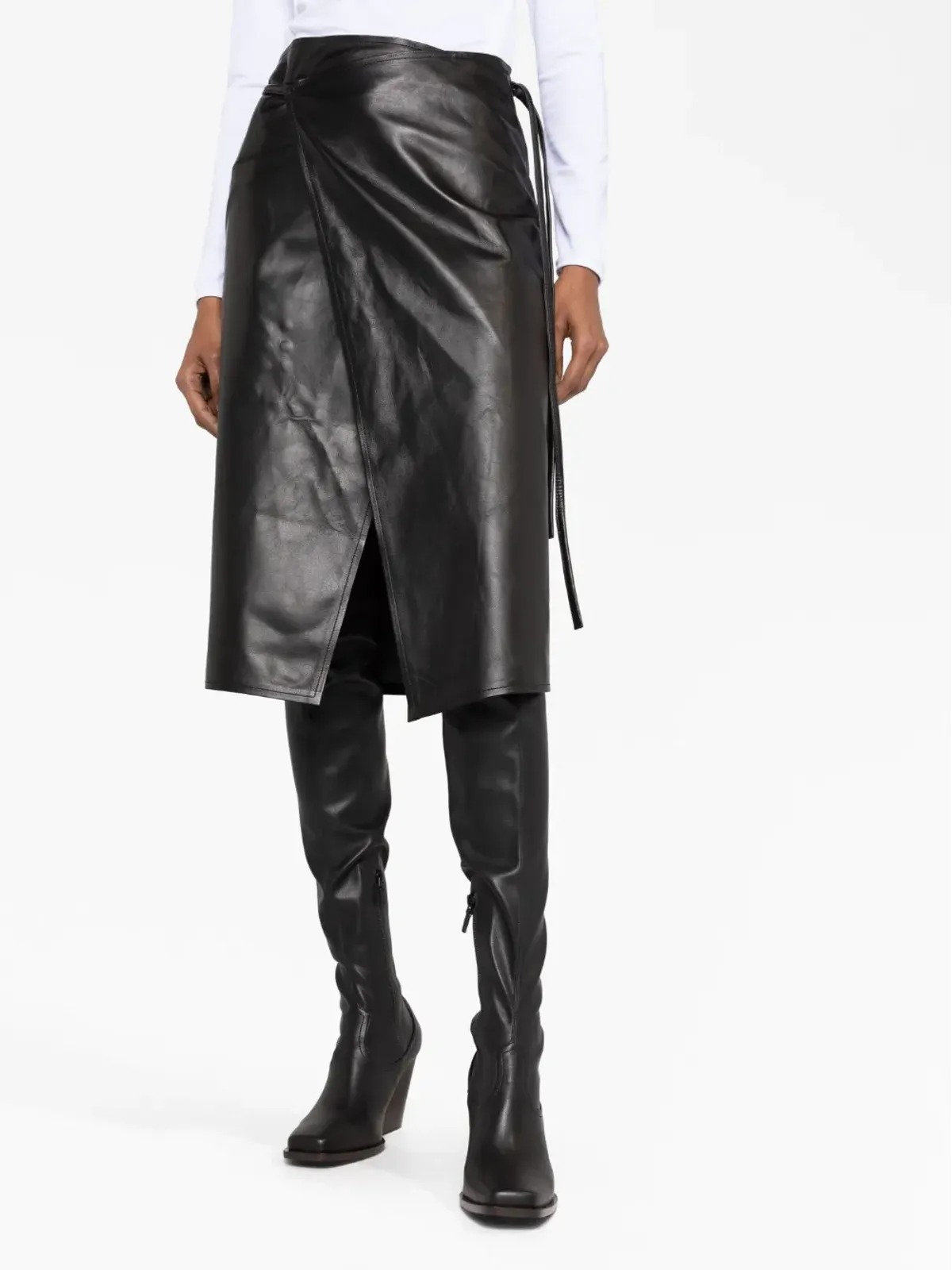 VETEMENTS アシンメトリック レザー スカート - 画像3