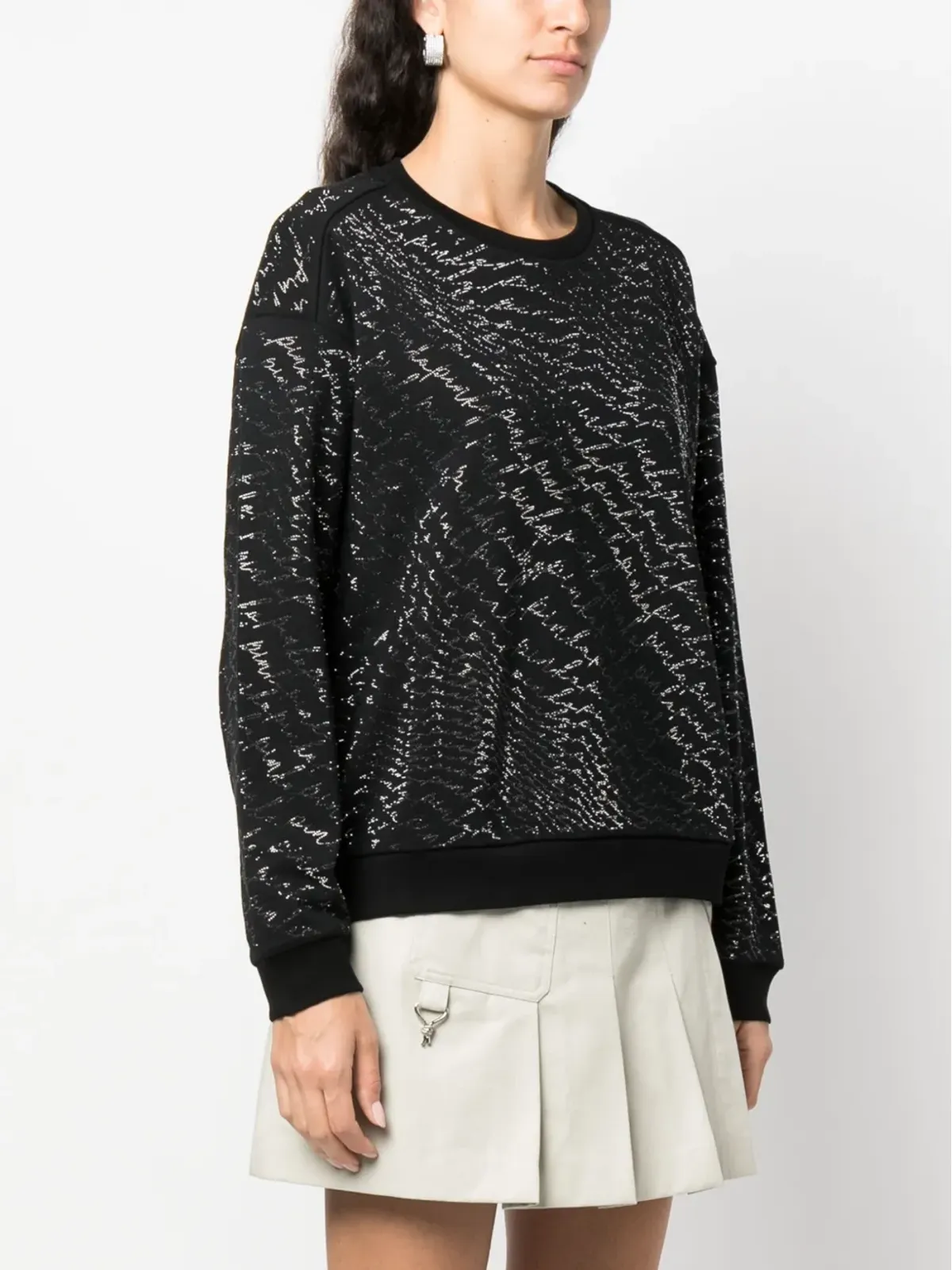 PINKO クリスタル装飾 クルーネック スウェットシャツ - 画像3