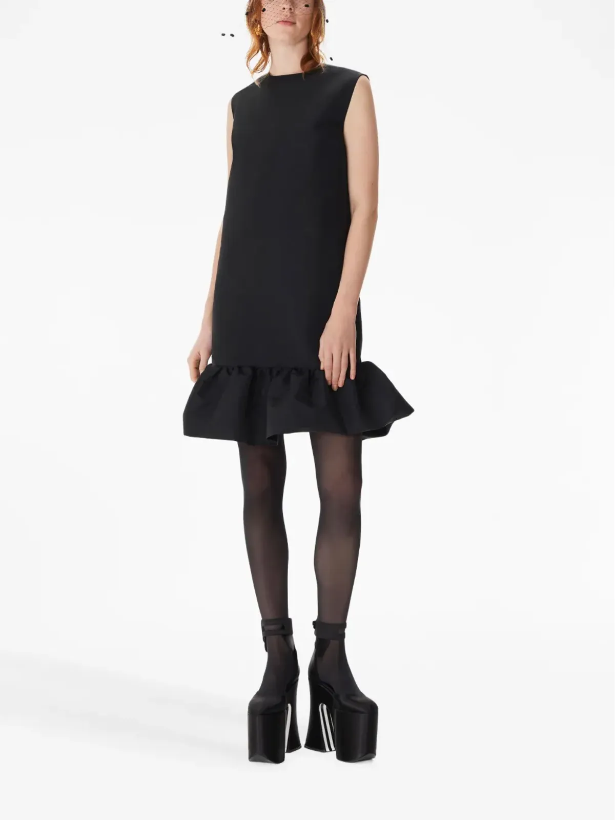 Nina Ricci ペプラムヘム ノースリーブドレス - 画像2