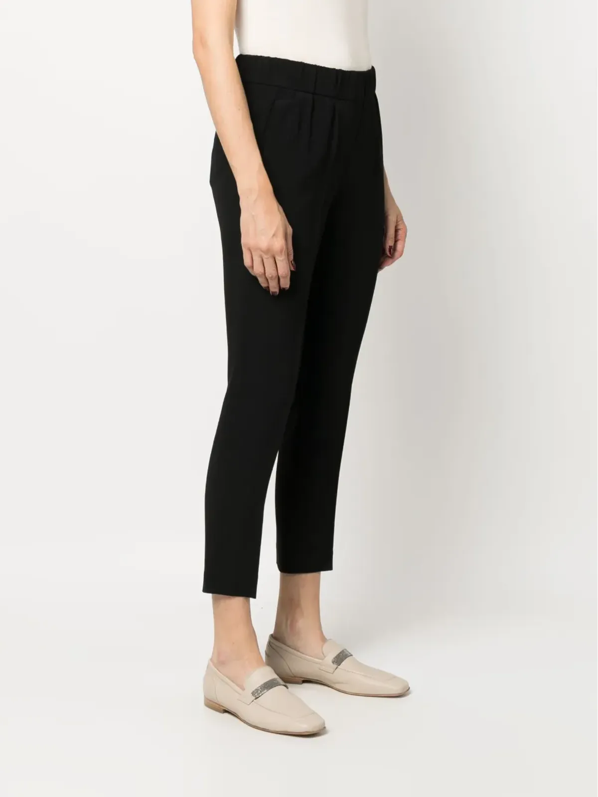 Brunello Cucinelli 高腰クロップドパンツ - ブラック - 画像3