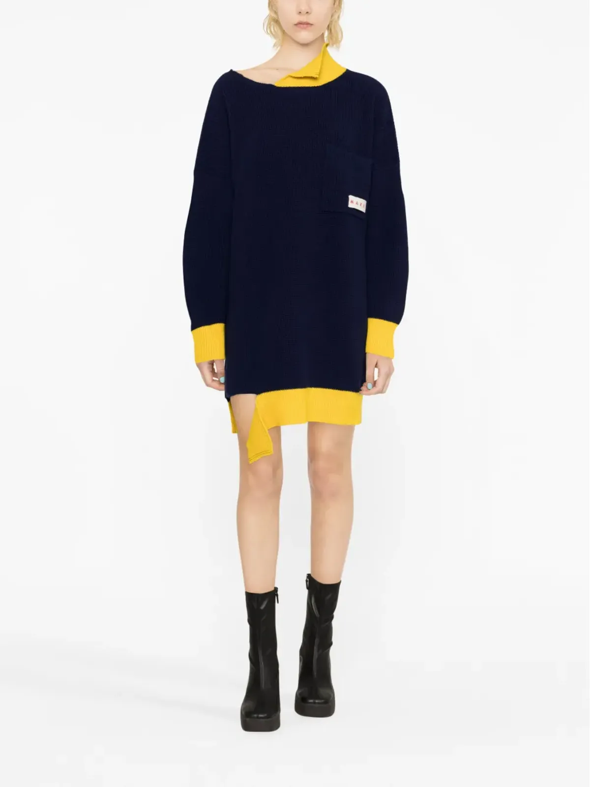 Marni アシンメトリック・ローエッジ・リブ編みセーター - 画像2