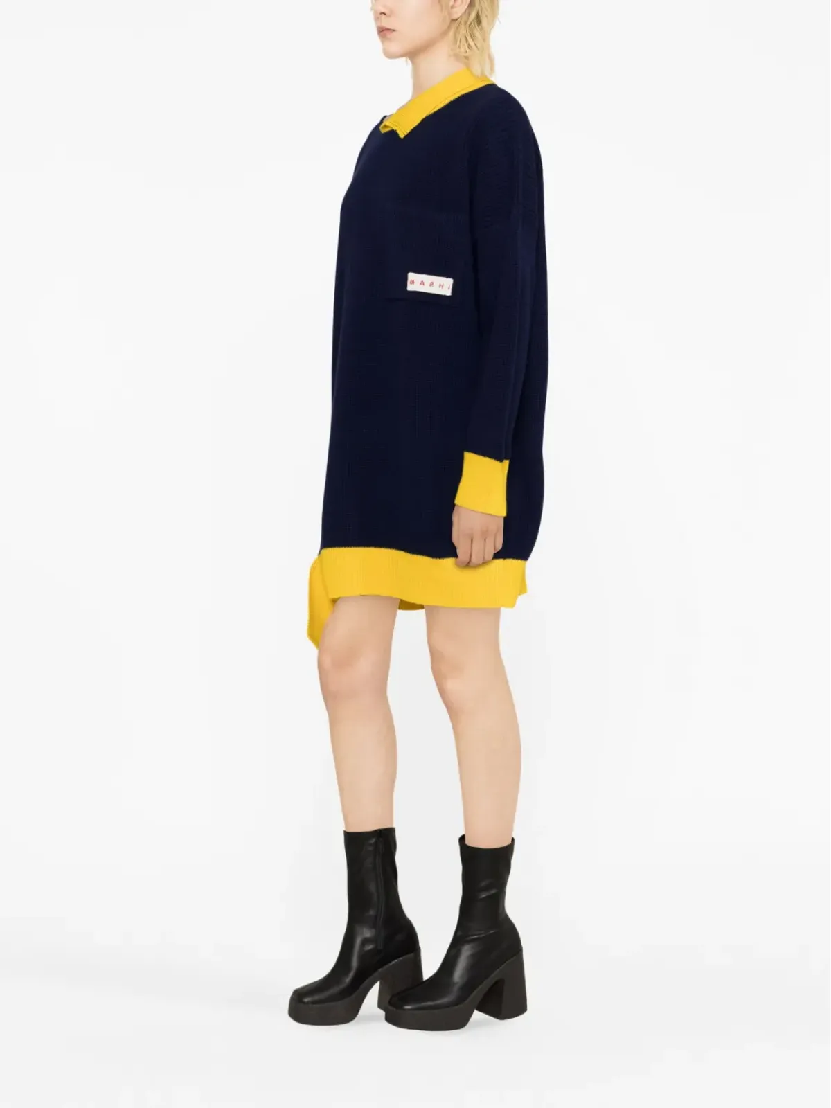 Marni アシンメトリック・ローエッジ・リブ編みセーター - 画像4