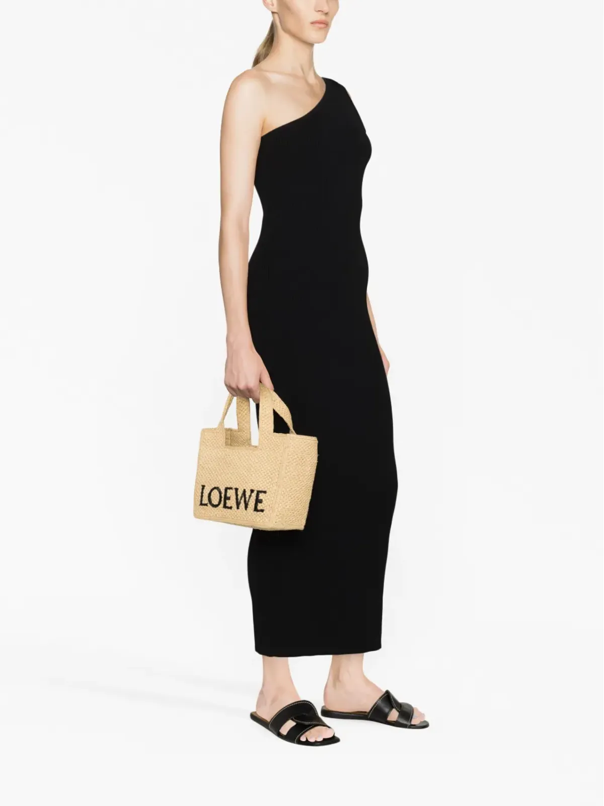 LOEWE ロゴ刺繍 ラフィア トートバッグ - 画像2