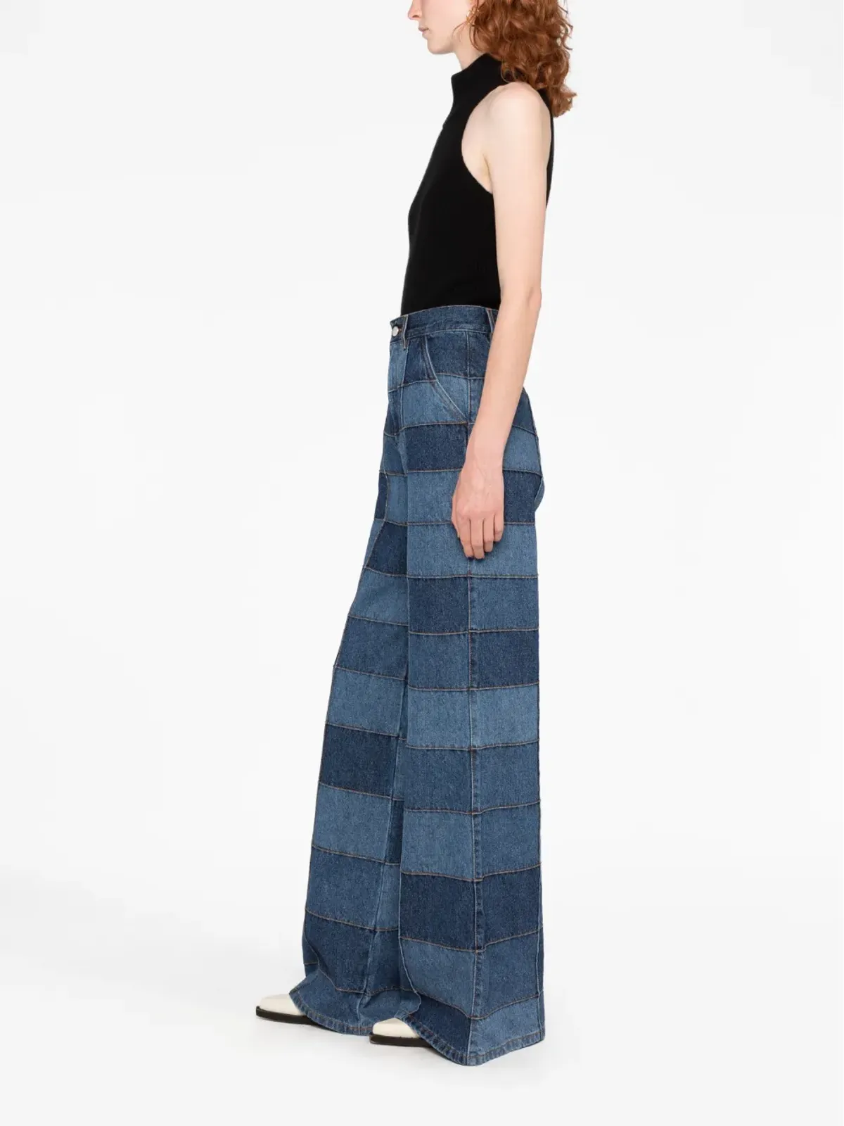 Chloé パッチワーク・デニム・ワイドレッグジーンズ ブルー - 画像3