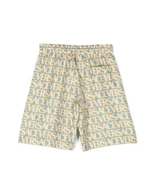 Versace Kids オールオーバーロゴ入りシルクショーツ - サムネイル2