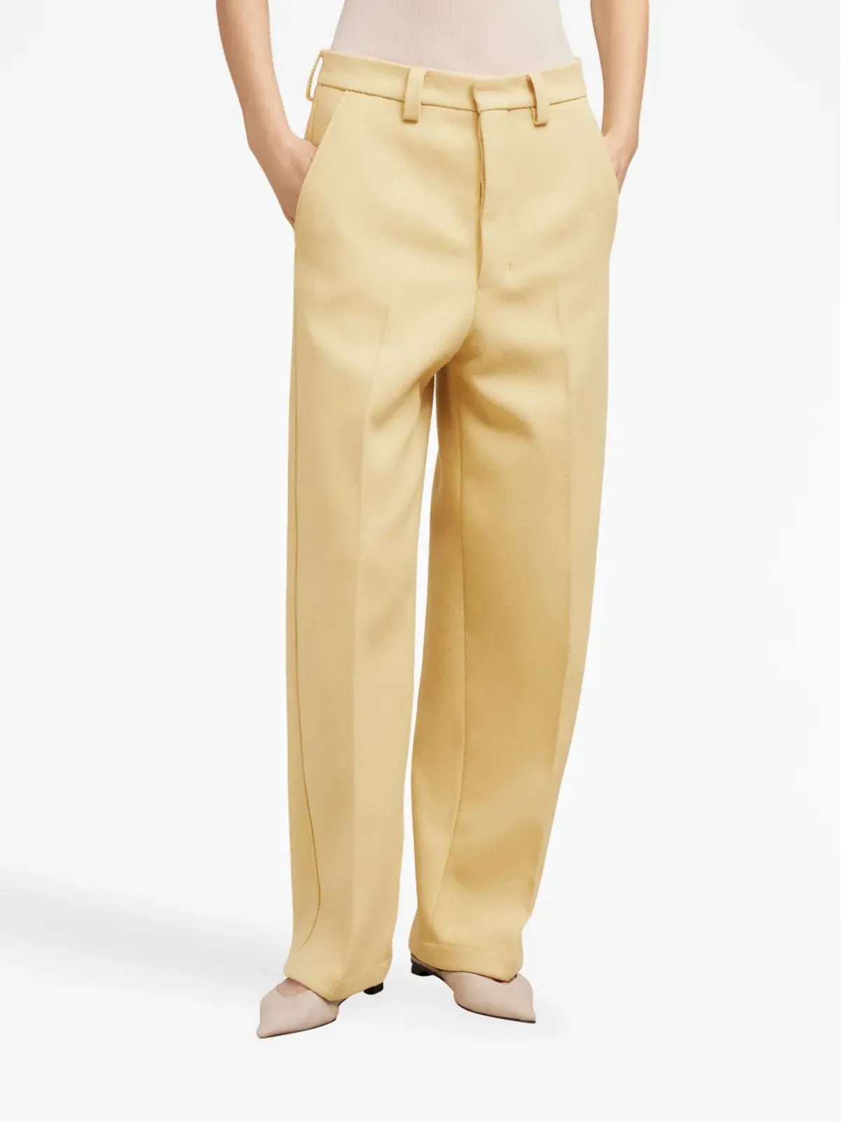 AMI Paris テーラード ワイドレッグパンツ - Yellow - 画像4