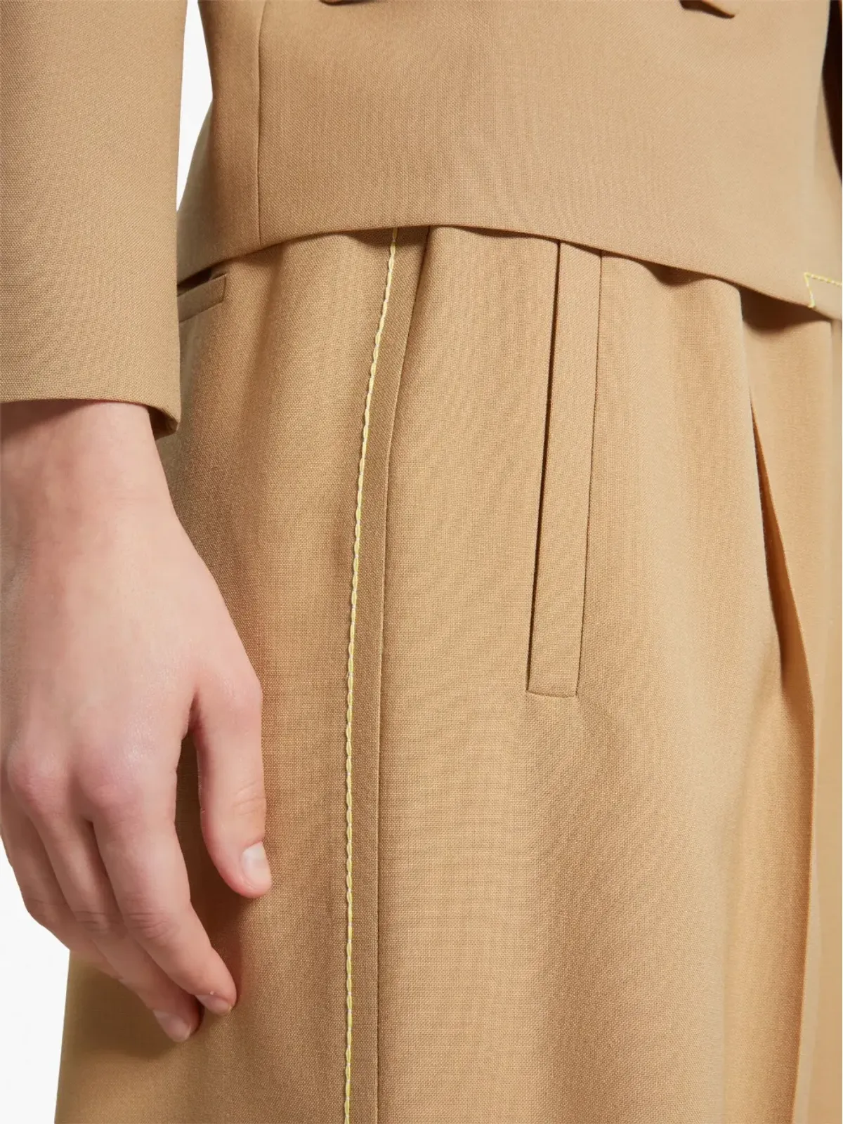Marni logo-waistband wool flared trousers - Brown - 画像5
