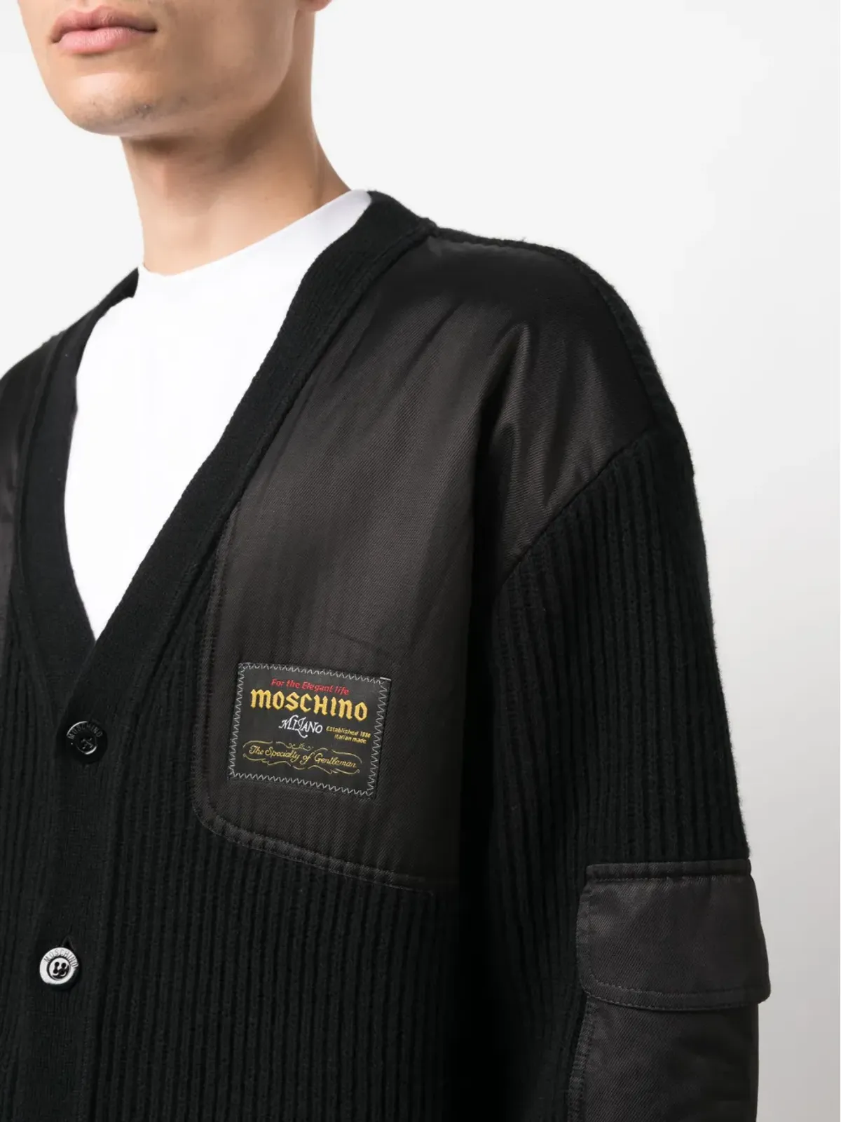Moschino ロゴパッチ Vネック カーディガン - 画像5
