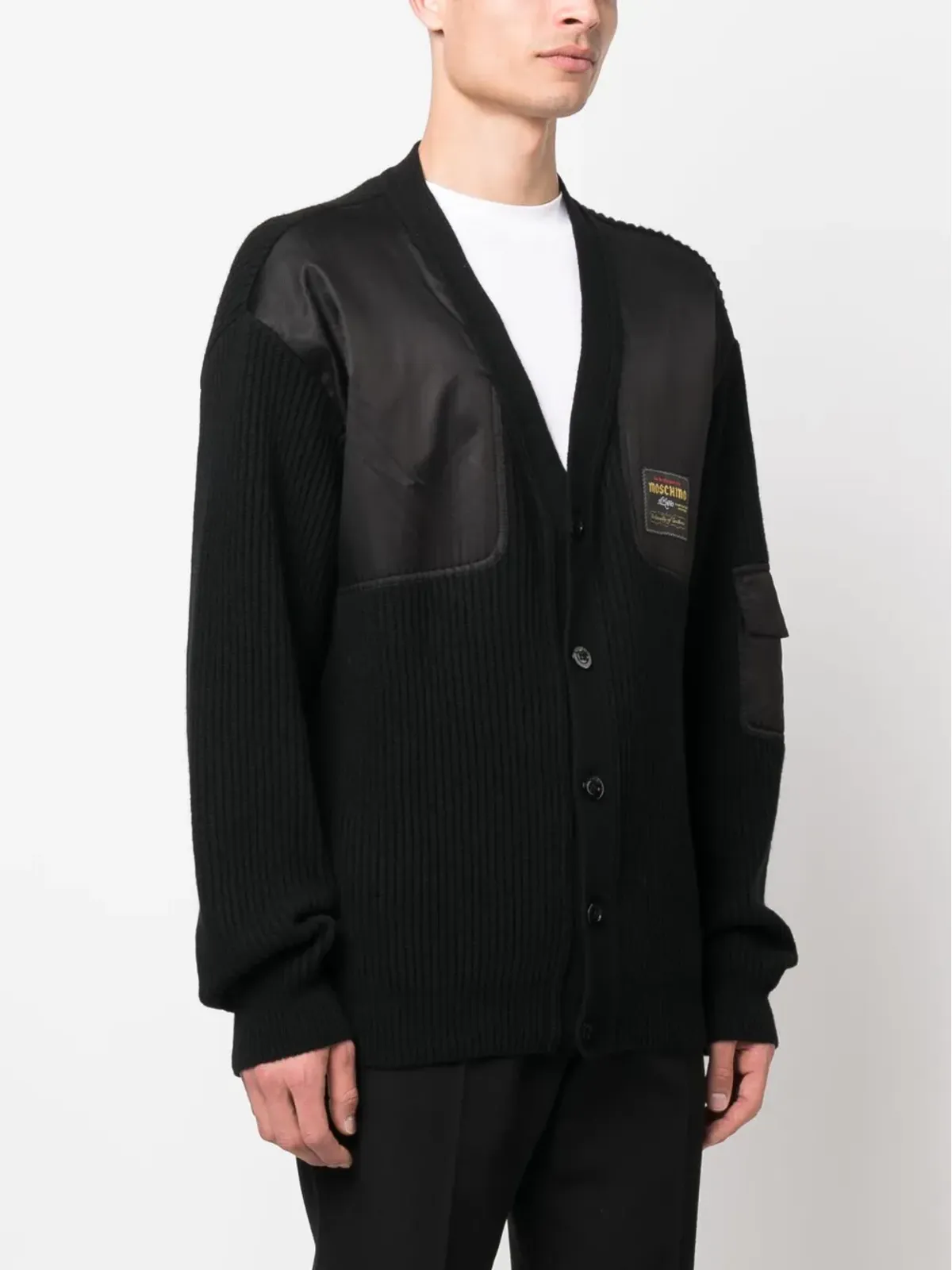 Moschino ロゴパッチ Vネック カーディガン - 画像3