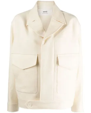 AMI Paris ノッチドラペル ヴァージンウール ジャケット - White - サムネイル1