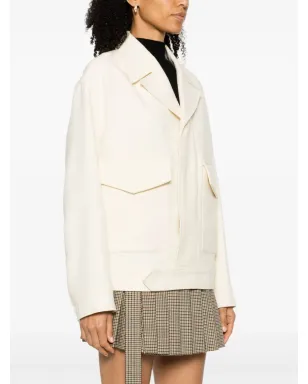 AMI Paris ノッチドラペル ヴァージンウール ジャケット - White - サムネイル3
