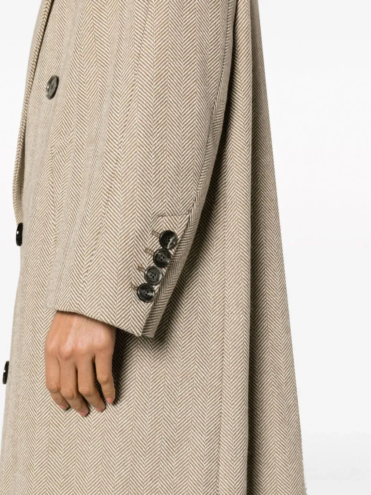 AMI Paris ダブルブレスト ヘリンボーン ロングコート - 画像5