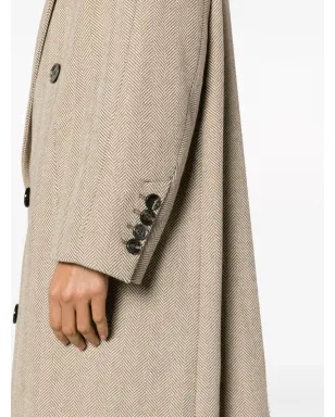 AMI Paris ダブルブレスト ヘリンボーン ロングコート - サムネイル5