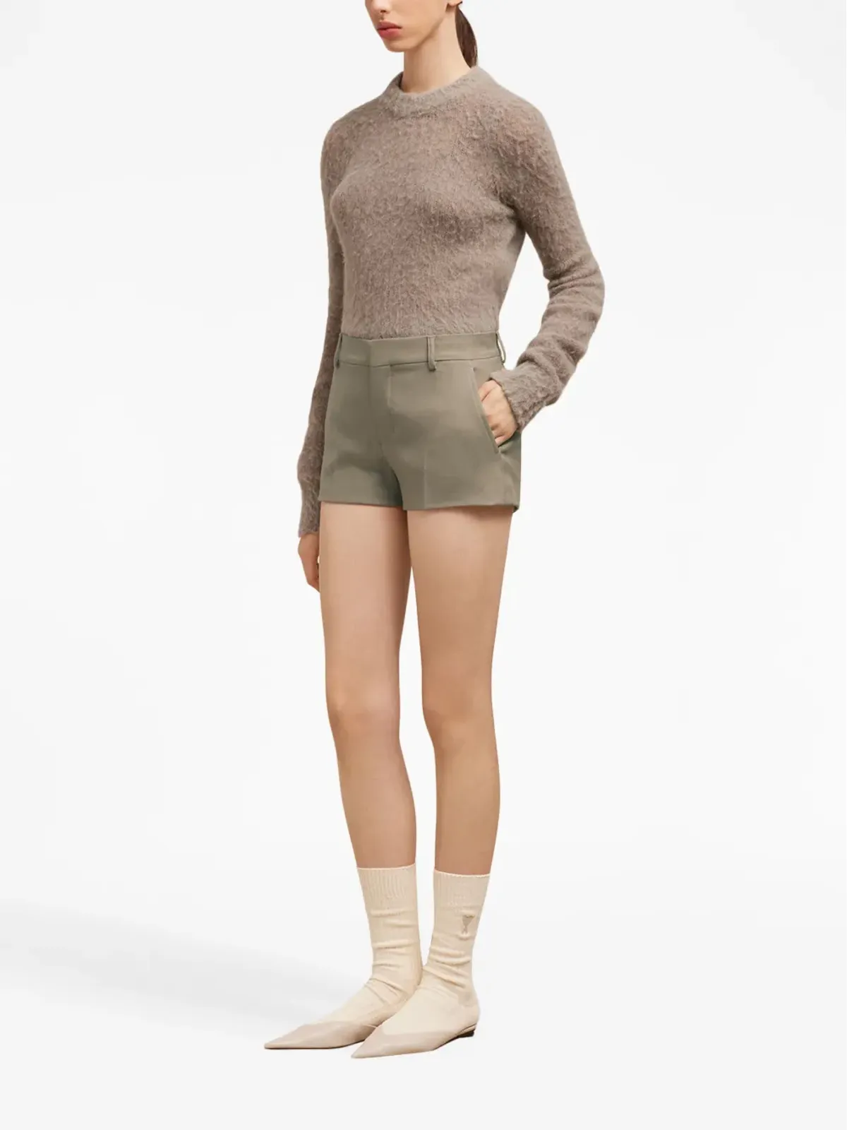 AMI Paris テーラードカットウールショーツ - 画像3
