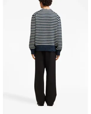 AMI Paris ストライプ入りリブ編みクルーネックジャンパー - ブルー - サムネイル5