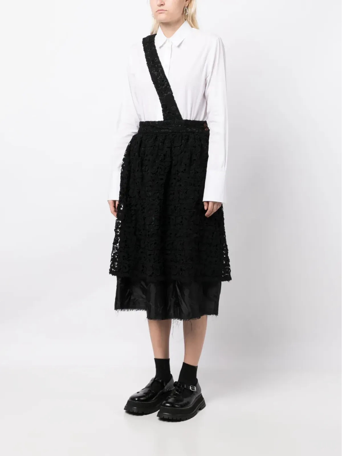 Comme Des Garçons Comme Des Garçons 花柄レースのハイウエストスカート - 画像3