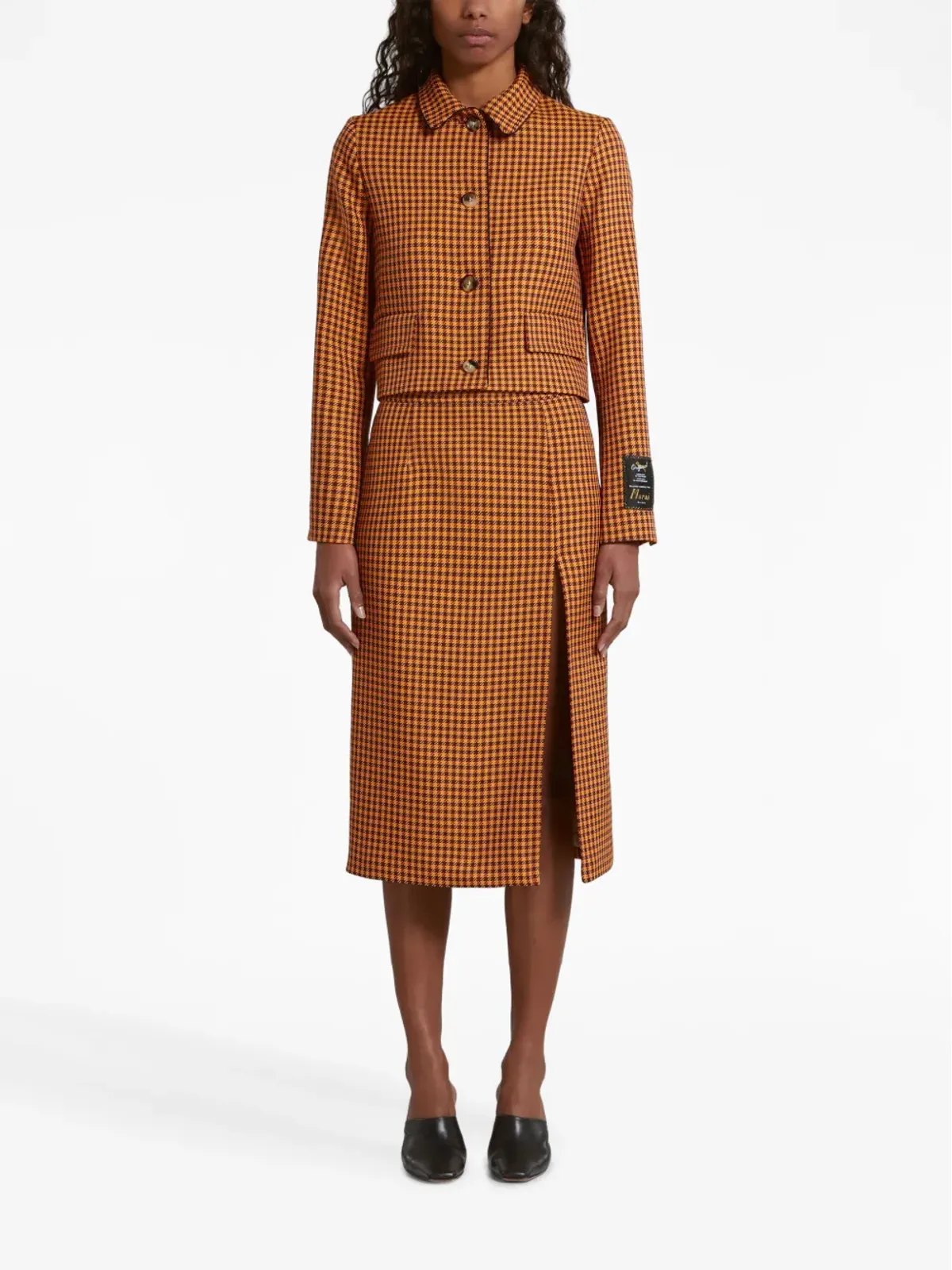 Marni チェック柄ミディスカート - イエロー - 画像2