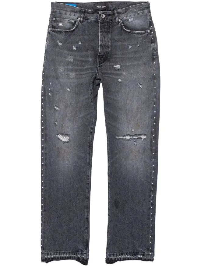 Purple Brand Purple Brand クリスタルレーサー・ストレートジーンズ - ブラックの商品画像