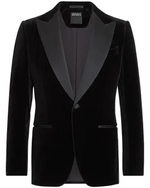 Zegna シングルブレスト ベロア ブレザー - サムネイル1